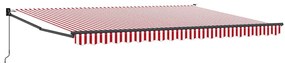 Toldo Retrátil Manual Listrado Vermelho e Branco 450x300 cm