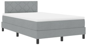 Cama Box Spring com Colchão Cinza Claro 120x190 cm Tecido