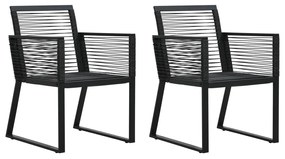 Cadeiras de jardim 2 pcs vime de PVC preto