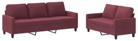 2 pcs conjunto de sofás com almofadões tecido vermelho tinto