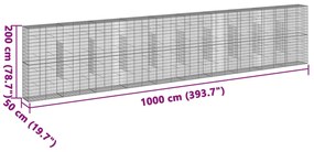 Cesto gabião com cobertura 1000x50x200 cm ferro galvanizado