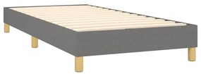 Cama box spring c/ colchão e LED 90x190 cm tecido cinza-escuro