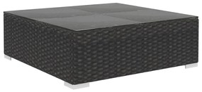 9 pcs conjunto lounge de jardim c/ almofadões vime PE preto