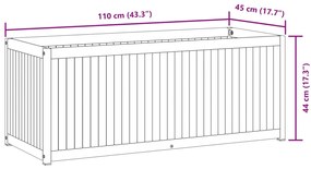 Vaso/floreira de jardim 110x45x44 cm acácia maciça e aço