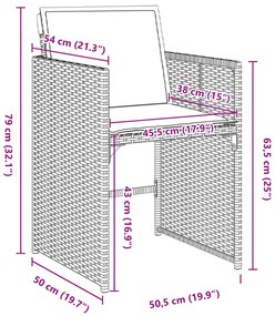 Conjunto de Jantar de Jardim de 5 Peças com Almofadas Cinzas em Rattan