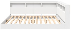 Cama com Estante Branca 200x200 cm em Madeira Engenharia