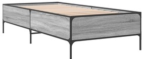 Estrutura de cama derivados de madeira e metal cinzento sonoma