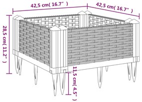 Vaso/floreira de jardim c/ estacas 42,5x42,5x28,5 cm PP preto