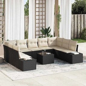 vidaXL Conjunto de Sofás de Jardim com 9 Peças e Almofadas em Rattan Marrom