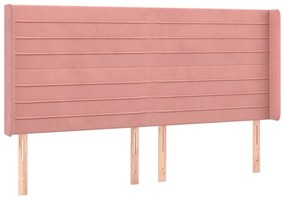 Cabeceira de cama c/ luzes LED veludo 203x16x118/128 cm rosa