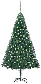 vidaXL Árvore Natal artificial pré-iluminada c/ bolas 210 cm PVC verde