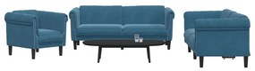 vidaXL 3 pcs conjunto de sofás veludo azul