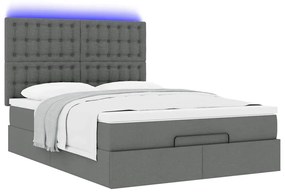 Estrutura de cama otomana com colchão 140x190cm cinzento escuro