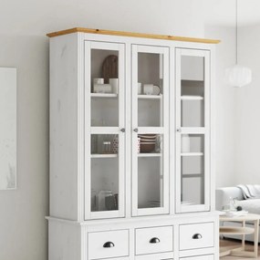 355078 vidaXL Armário c/ portas de vidro BODO pinho maciço branco e castanho