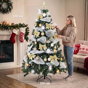 Árvore de Natal 180 cm com 200 luzes LED, 8 modos, 800 ramos e comando, verde