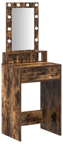 Mesa de Maquilhagem vidaXL com Luzes LED Carvalho Fumado 50x41x140 cm