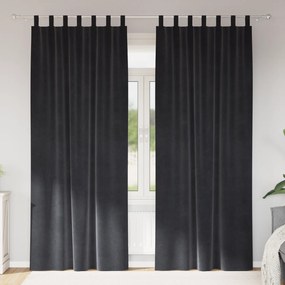 Cortinas Blackout vidaXL com alças para pendurar 2 pcs Cinza Escuro Veludo