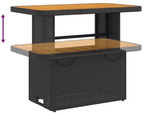 4 pcs conjunto de jardim p/ jardim c/ almofadões vime PE preto