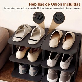 Organizador de sapatos empilhável com 6 níveis em Plastico 27,5 x 24,5 x 76,5 cm, estante estreita vertical, economiza espaço, montagem sem ferramenta