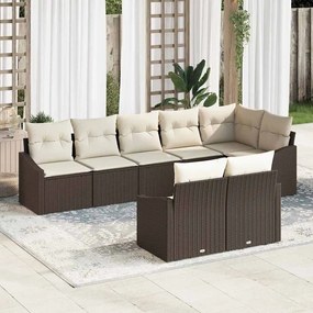 vidaXL Conjunto de Sofá de Jardim em 8 Peças com Almofadas Castanho em Rattan