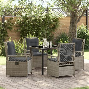vidaXL Conjunto de Jantar para Jardim 5 Peças Cinza Claro Vime PE