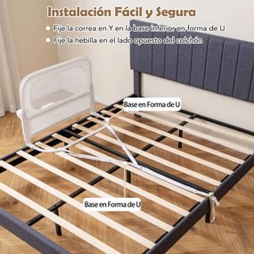 Barreira dobrável para camas infantis, altura ajustável com 80 x 30 x 60 cm, com capa removível em tecido Oxford, base em U, com correia e fivela, Bra