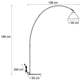 Candeeiro de pé retro preto com interior branco - Triangolo Retro