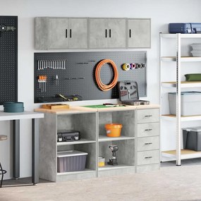 Armários de garagem 6 pcs madeira processada cinzento-cimento