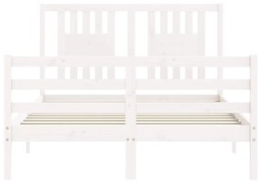 Estrutura de cama com cabeceira 140x200cm madeira maciça branco