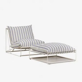 Conjunto De Jardim Com Poltrona E Puff Conversível Amaro Tapioca Bege - Azul- Marinho - Sklum