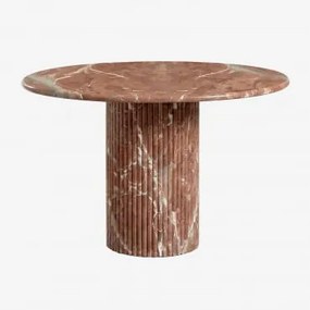 Mesa De Jantar Redonda Ø120 Cm Em Pedra Natural Grosseto Mármore Vermelho Chigan - Sklum