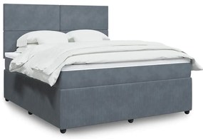 vidaXL Cama com molas/colchão 180x200 cm veludo cinzento-escuro