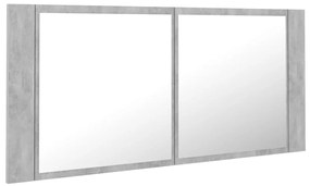 Armário espelhado casa de banho LED acrílico cinza cimento