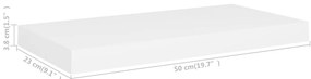 Prateleiras de parede suspensas 4 pcs 50x23x3,8cm MDF branco