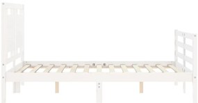 Estrutura de cama com cabeceira 140x190cm madeira maciça branco
