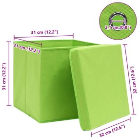 Caixas de arrumação com tampas 10 pcs 32x32x32 cm tecido verde