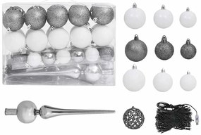 Árvore Natal artificial pré-iluminada c/ bolas e pinhas 180 cm