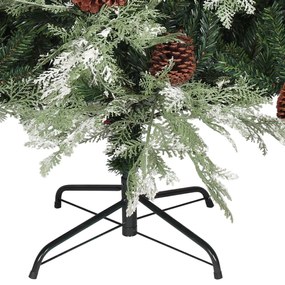 Árvore Natal pré-iluminada c/ pinhas 195 cm PVC/PE verde/branco