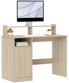 HOMCOM Secretária Moderna com Prateleiras e Suporte para Monitor Mesa de Estudo 108x50x94 cm Madeira | Aosom Portugal