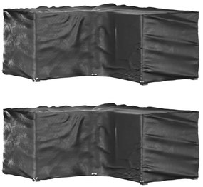 Capas p/ mobília jardim forma de L 2 pcs 12 ilhós 185x185x90 cm