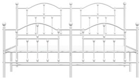 Estrutura de cama com cabeceira e pés 160x200 cm metal branco