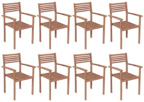 Cadeiras de jardim empilháveis 8 pcs madeira de teca maciça