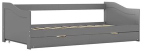 Estrutura sofá-cama de puxar 90x200 cm madeira pinho cinzento