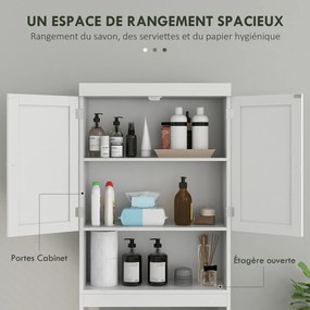 Armário de arrumação para colocar em cima da sanita, móvel de casa de banho com 2 portas e prateleiras, 58,5 L x 23 L x 170 A cm, branco