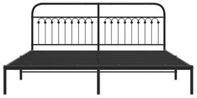 Estrutura de cama com cabeceira 200x200 cm metal preto