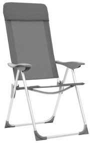 Cadeiras de campismo dobráveis 2 pcs alumínio cinzento
