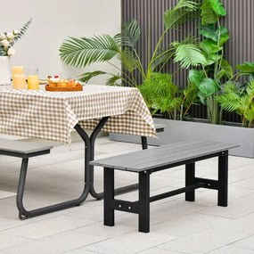 Banco jardim de exterior para 2 pessoas com estrutura metálica e assento de ripas Capacidade 300 kg para Pátio Jardim Varanda 120 x 36 x 40,5 cm Cinze