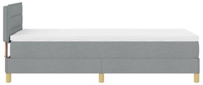 Cama Box Spring com Colchão Cinza Claro 100x200 cm Tecido