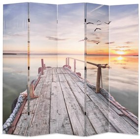 Biombo dobrável com estampa de lago 200x170 cm