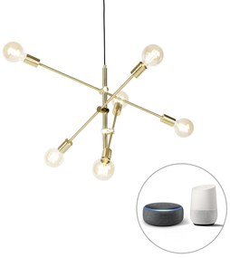 LED Lâmpada suspensa inteligente de latão 6 luzes incl. Wifi G95 - Sydney Retro,Design